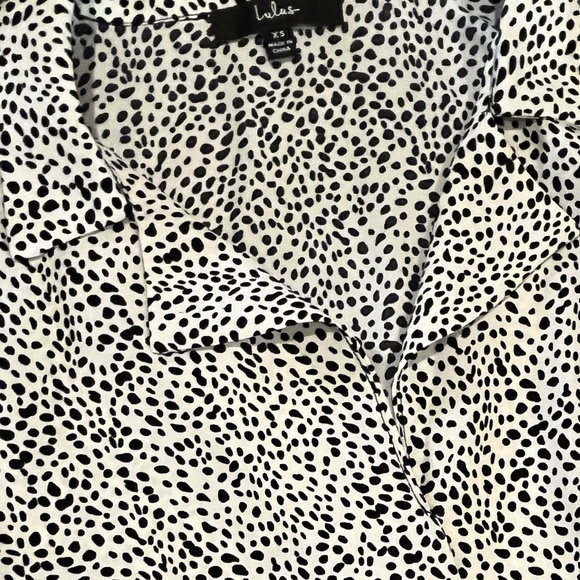 Always Lovely Ivory and Black Print Long Sleeve Bodysuit XS - Picture 8 of 11